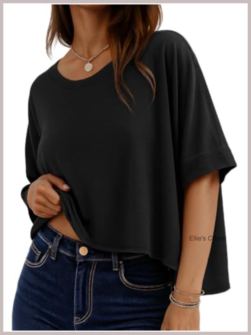 Oversized Crop Top Women Summer Loose Flowy Tee Short Sleeve